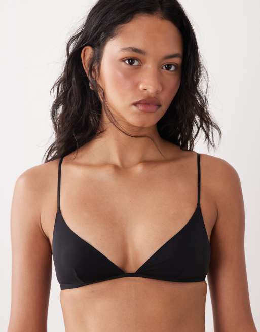 Cotton On 2 pack of invisible micro bralets in black and white, 3 of 4