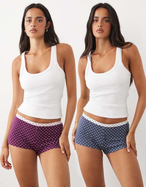 Cotton On 2 pack polka dot pyjama short in burgundy and blue - view 1