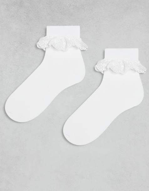 Cotton On 2 pack pretty frill sock in white - view 1