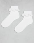 [Cotton:On] Cotton On 2 pack pretty frill socks in white One Size WHITE