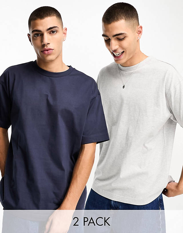 Cotton:On - Cotton On 2 pack relaxed t-shirts grey navy