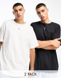 Cotton On 2 pack relaxed t-shirts in white and black-Multi