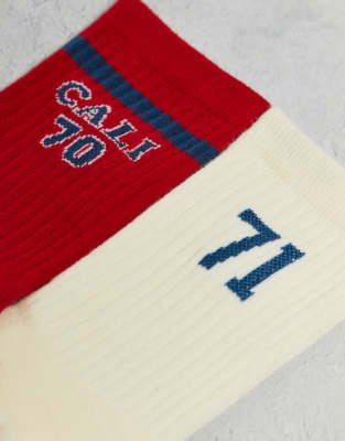 Cotton On 2 Pack Retro Sporty Crew Socks-multi In Multi