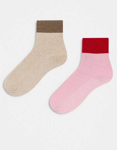 Cotton On 2 pack ribbed sparkle crew sock - view 1