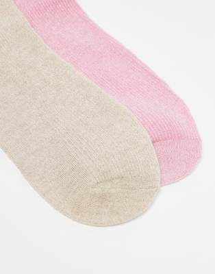 COTTON:ON COTTON ON 2 PACK RIBBED SPARKLE CREW SOCKS-MULTI 