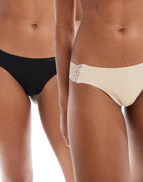 Cotton On 2-pack seamless party g-string pants in black and frappe - view 1