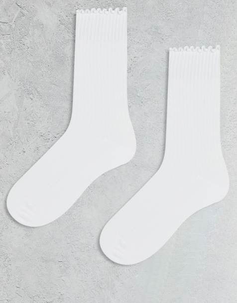 Cotton On 2 pack the perfect pair frill rib crew sock in white - view 1