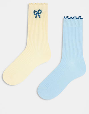 Cotton:on Cotton On 2 Pack The Perfect Pair Frill Rib Knit Crew Socks-multi