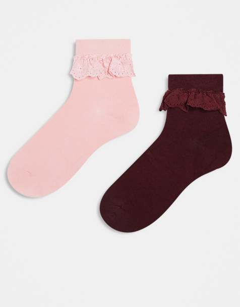 Cotton On 2 pack the perfect pair socks in pink and red frill - view 1