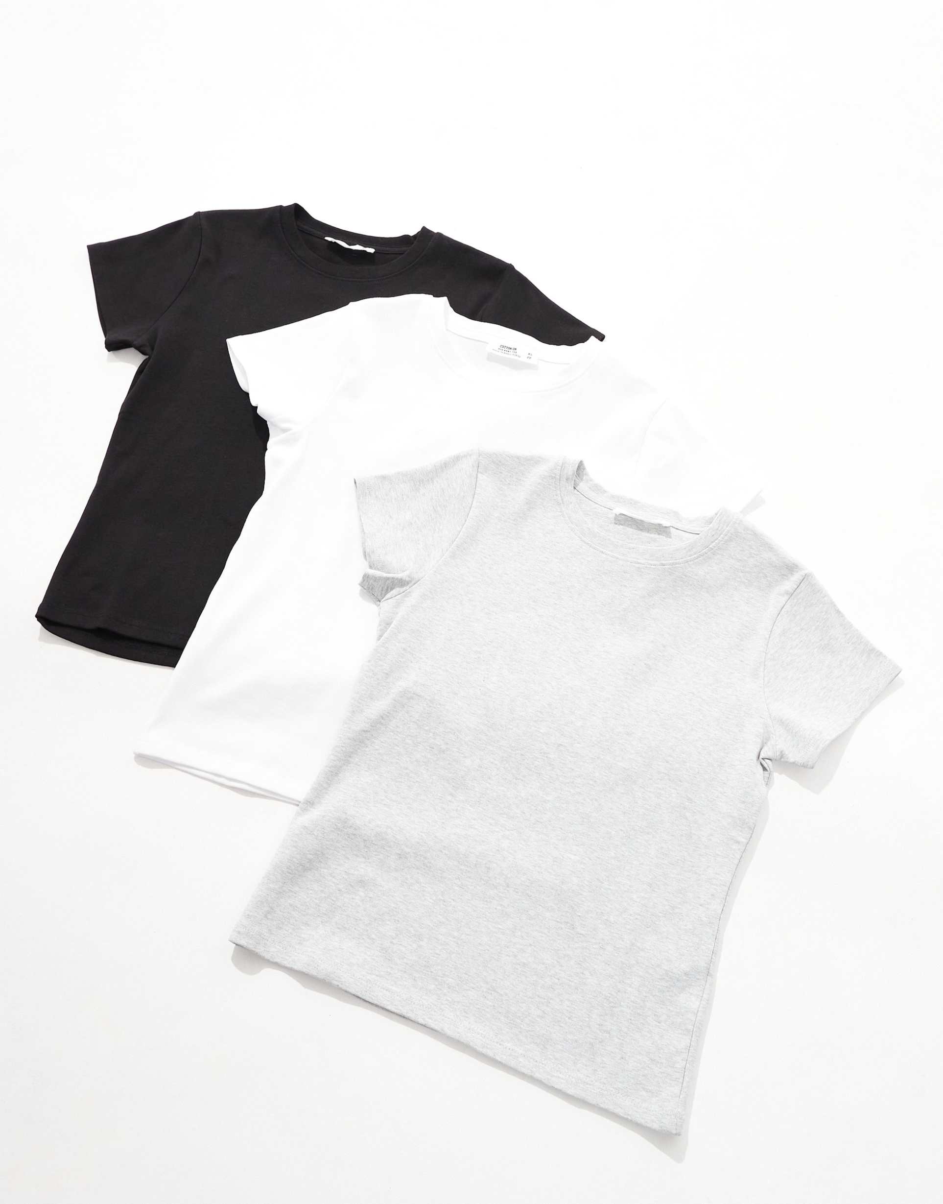 cotton on 3 pack 90s baby tee in black white and gray