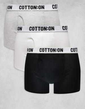 Cotton On 3 pack boxers in black grey and white