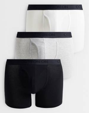 Cotton On 3 pack boxers in black grey and white