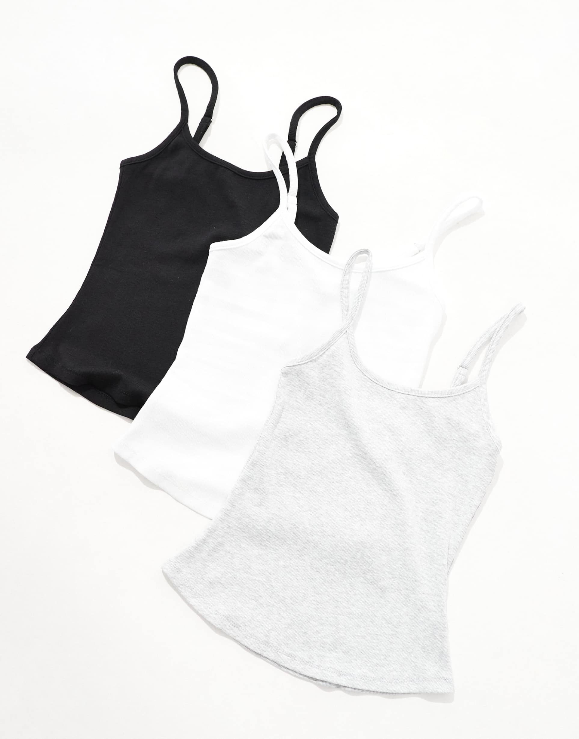 cotton on 3 pack byron scoop neck spaghetti strap cami tops in black white and gray