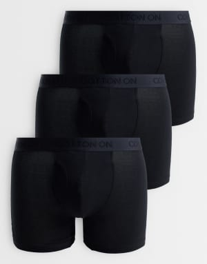 Cotton On 3 pack cotton boxers in black