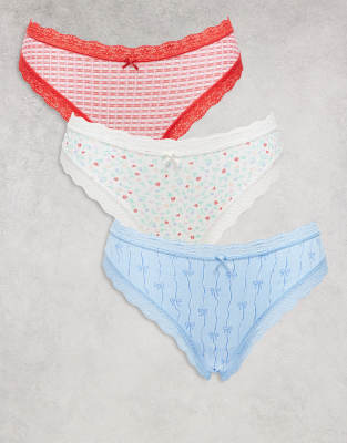 Cotton:On Cotton On 3 pack cotton lace cheeky brief in multi