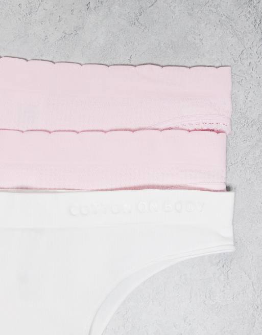 Cotton On 3 pack cotton rib cheeky brief in pink and white, 2 of 3