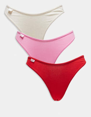 Cotton:on Cotton On 3-pack Cotton Rib Cheeky Briefs In Multi