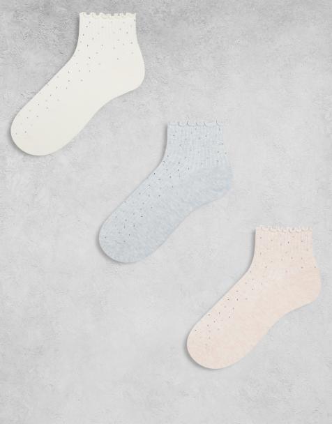 Cotton On 3 pack diamante frill ankle socks in multi - view 1