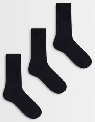 Cotton On 3 Pack Essential Socks In Black