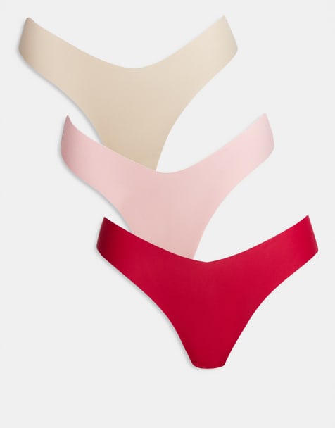 Cotton On 3 pack invisible cheeky brief in cream pink red - view 1