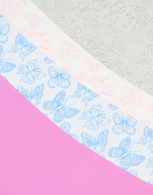 Cotton On 3 pack invisible thong pack in butterfly print multi , 4 of 4