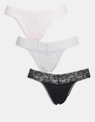 Cotton On 3-pack Lace Comfy G-string Briefs In Multi