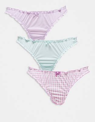 Cotton:on Cotton On 3 Pack Lettuce Hem G String Briefs-multi