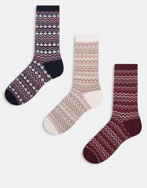 Cotton On 3 pack of Fair Isle socks in multi - view 1
