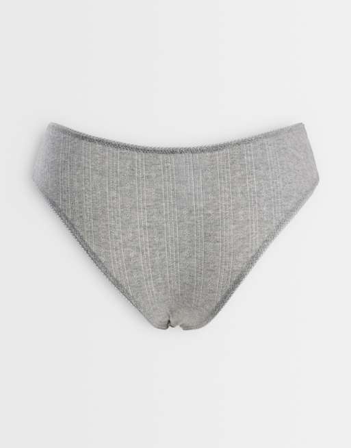 Cotton On 3 pack pointelle cheeky brief in butterscotch grey and black, 2 of 3