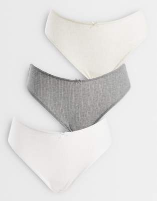 Cotton On 3 Pack Pointelle Cheeky Briefs In Gray