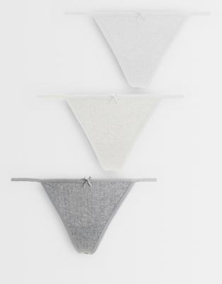 Cotton On 3 Pack Pointelle Thongs In Multi