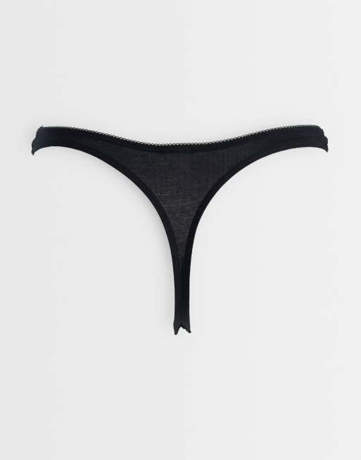 Cotton On 3 pack rosette lingerie thong in black grey and white, 2 of 3