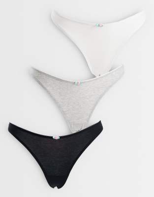Cotton On 3 Pack Rosette Thong In Multi