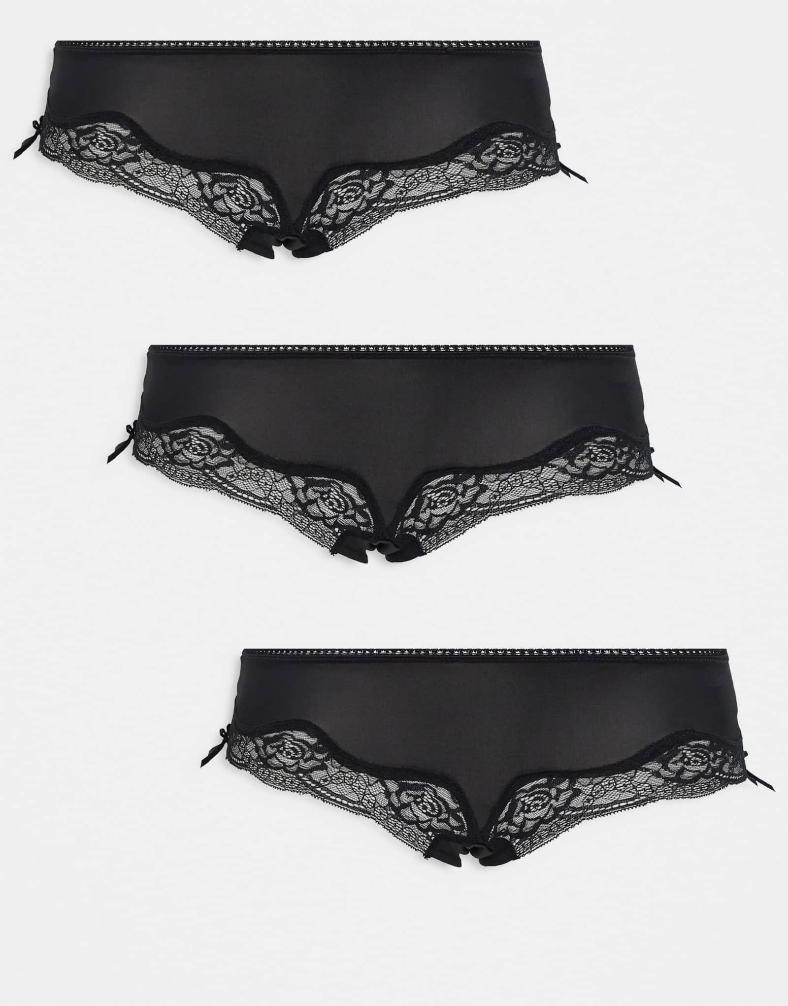 Хлопковые трусы sabrina lace boyleg из 3-х упаковок черного цвета