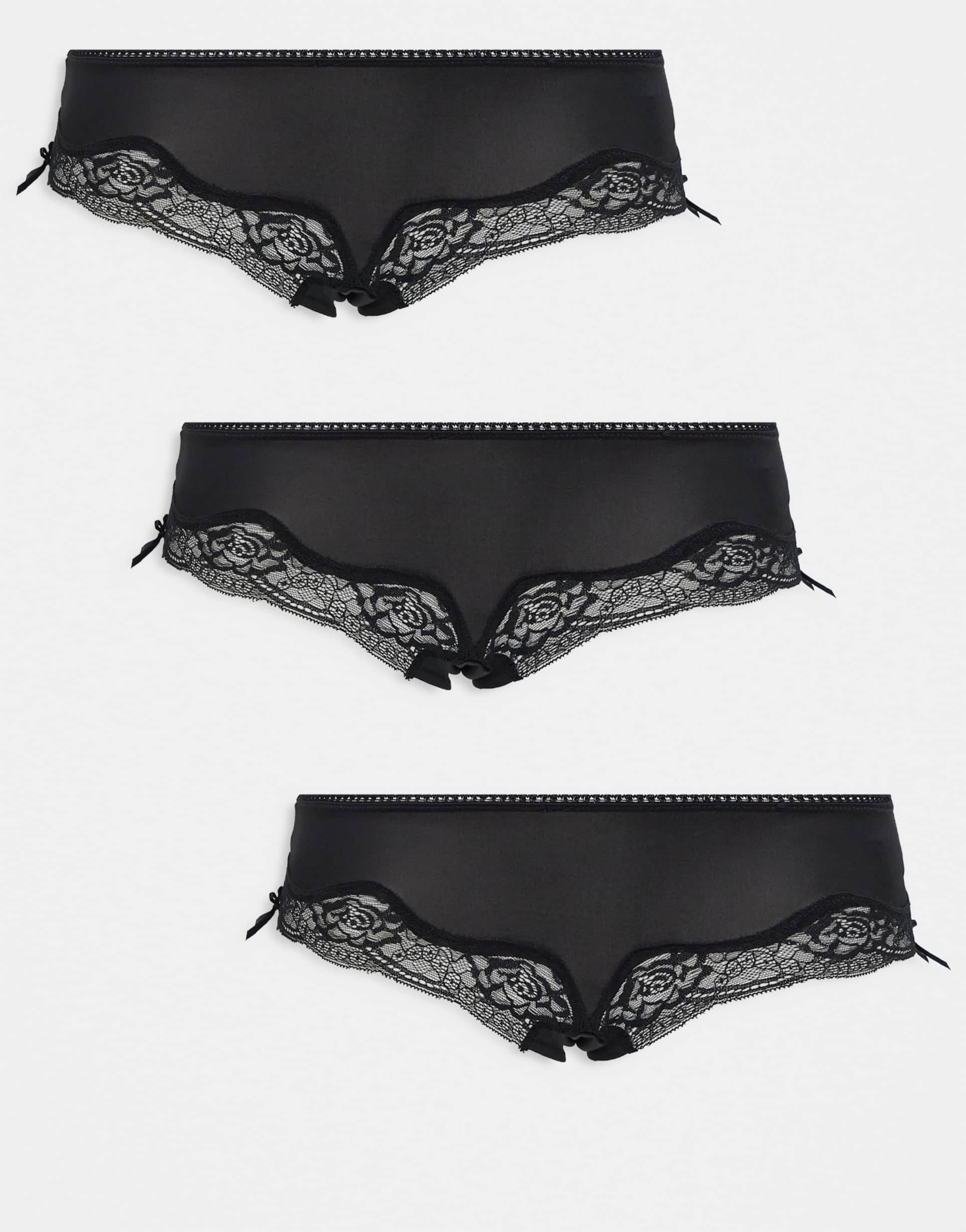 cotton on 3 pack sabrina lace boyleg briefs in black