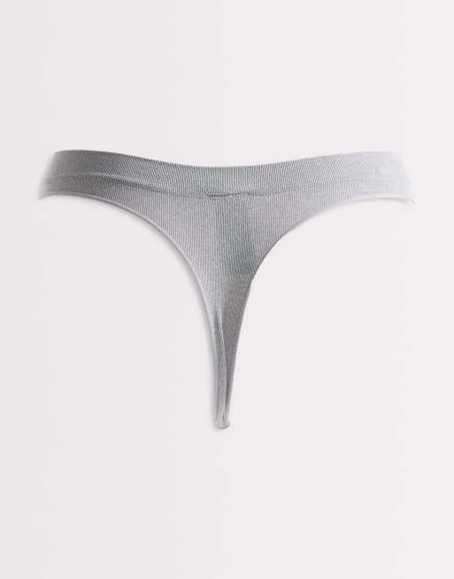Cotton On 3 pack seamless high cut g string briefs in pink, burgundy and grey, 2 of 3