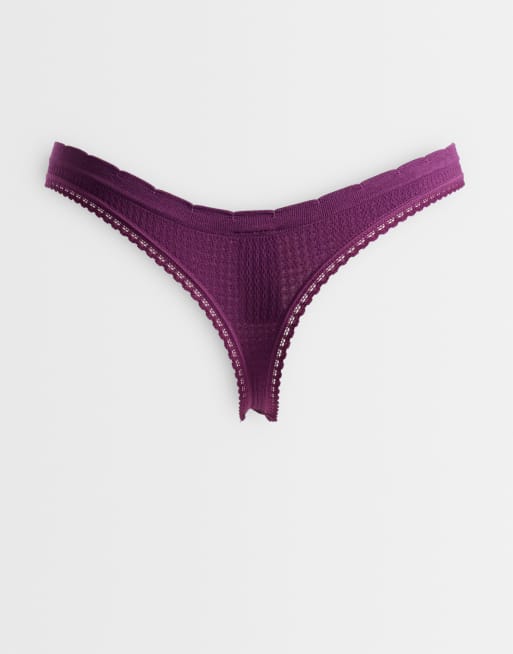 Cotton On 3-pack seamless stringtrosa med låg midja i blackcurrant, 2 av 3