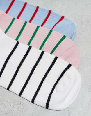 COTTON:ON COTTON ON 3 PACK STRIPE WAFFLE CREW SOCK-MULTI 