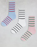 [Cotton:On] Cotton On 3 pack stripe waffle crew socks-Multi One Size MULTI