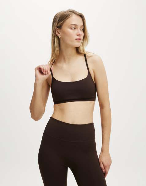 Cotton On 365 keyhole crop in brown