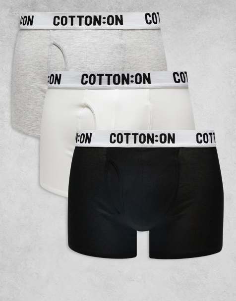 Cotton On – 3er-Pack Boxershorts in Schwarz, Grau und Weiß - view 1