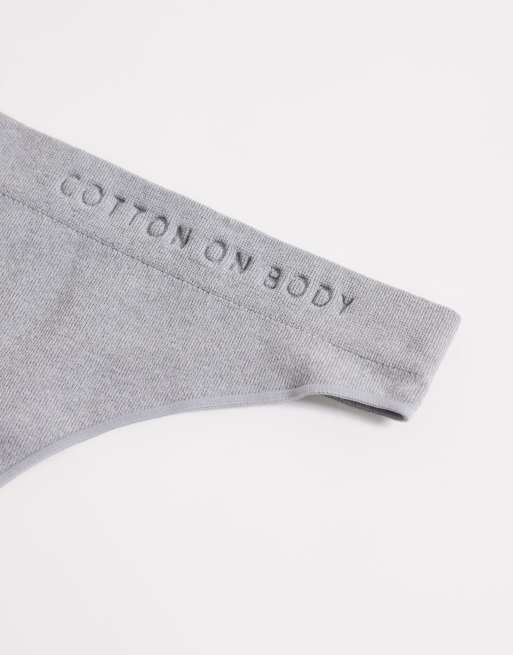 Cotton On – 3er-Pack nahtlose G-Strings in Rosa, Burgunderrot und Grau mit hohem Beinausschnitt, 3 von 3