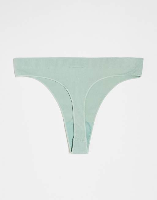 Cotton On – 3er-Pack nahtlose Tanga-Slips in Grau, Mint und Schwarz mit hohem Beinausschnitt, 2 von 3