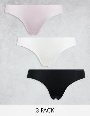 Cotton On - 3er-Pack Slips im Bikini-Design in Schwarz, Weiß und Rosé mit Spitze-Bunt