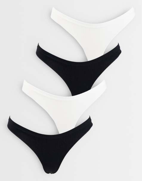 Cotton On 4 pack seamless G-string set in brown and white - view 1