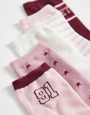 Cotton On 5 Pack Crew Socks In Multi