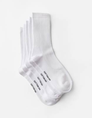 Cotton On 5-pack Crew Socks In White