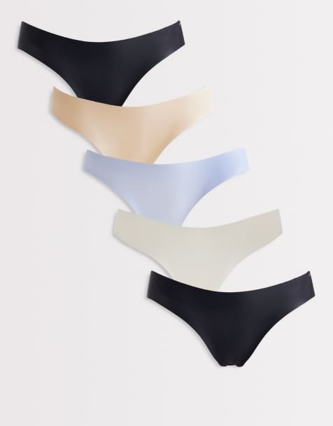 Cotton On 5 pack party panties briefs set in black, white, blue and pink - view 1