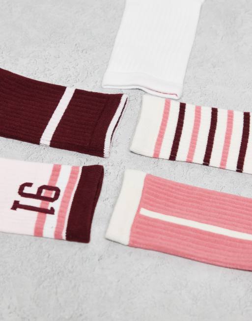 Cotton On 5 pack socks in burgundy mix, 2 of 3