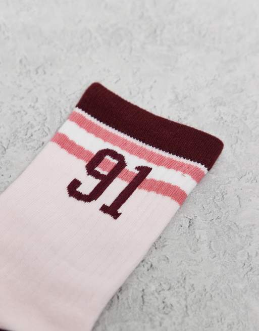 Cotton On 5 pack socks in burgundy mix, 3 of 3